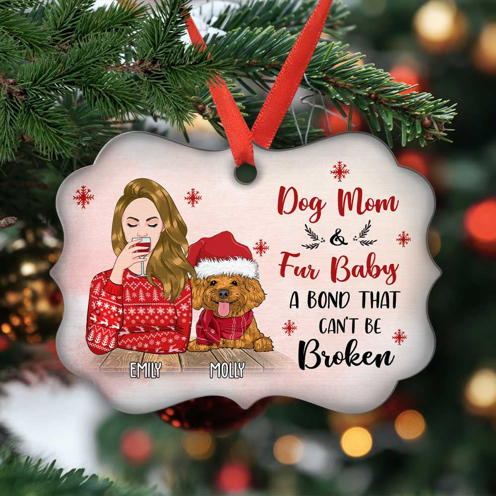 Custom Christmas Decor Home Birthday Gifts For Dog Mom, Dog Lovers • Fur Baby - Personalized Aluminum Ornament