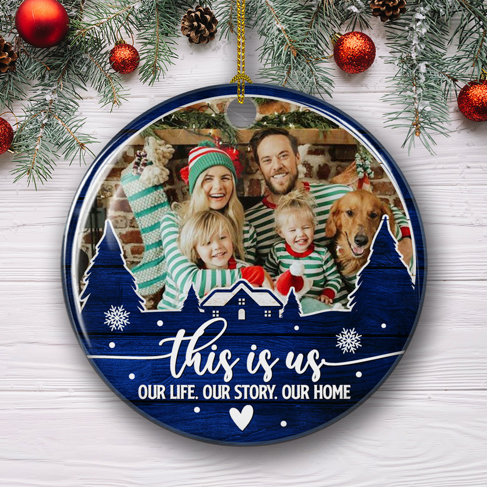 Family, This Is Us - Personalized Circle Ceramic Christmas Ornament