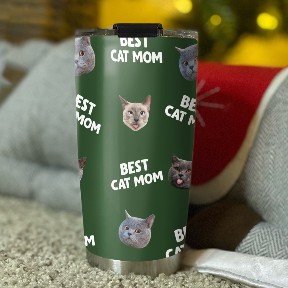 Custom Mother's day Birthday Gifts For Cat Mom, Cat Lovers • Best Mom Dad Pet Face - Personalized Tumbler