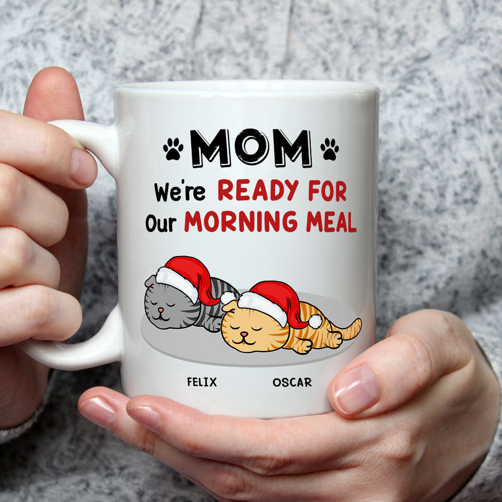 Custom Photo Mother's day Birthday Gifts For Cat Mom, Cat Lovers • Ready For Morning Meal - Personalized Coffee Mug