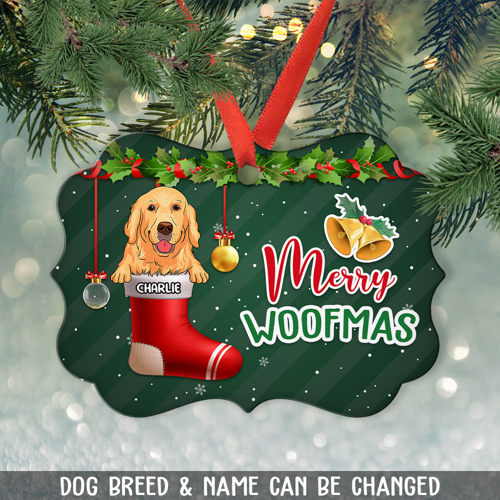 Merry Woofmas Dog - Personalized Aluminum Ornament