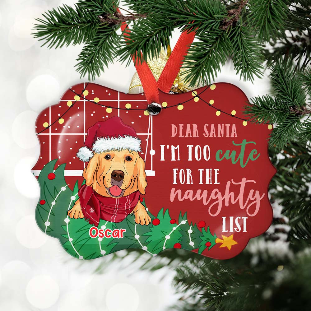 Too Cute For The Naughty List - Personalized Aluminum Ornament