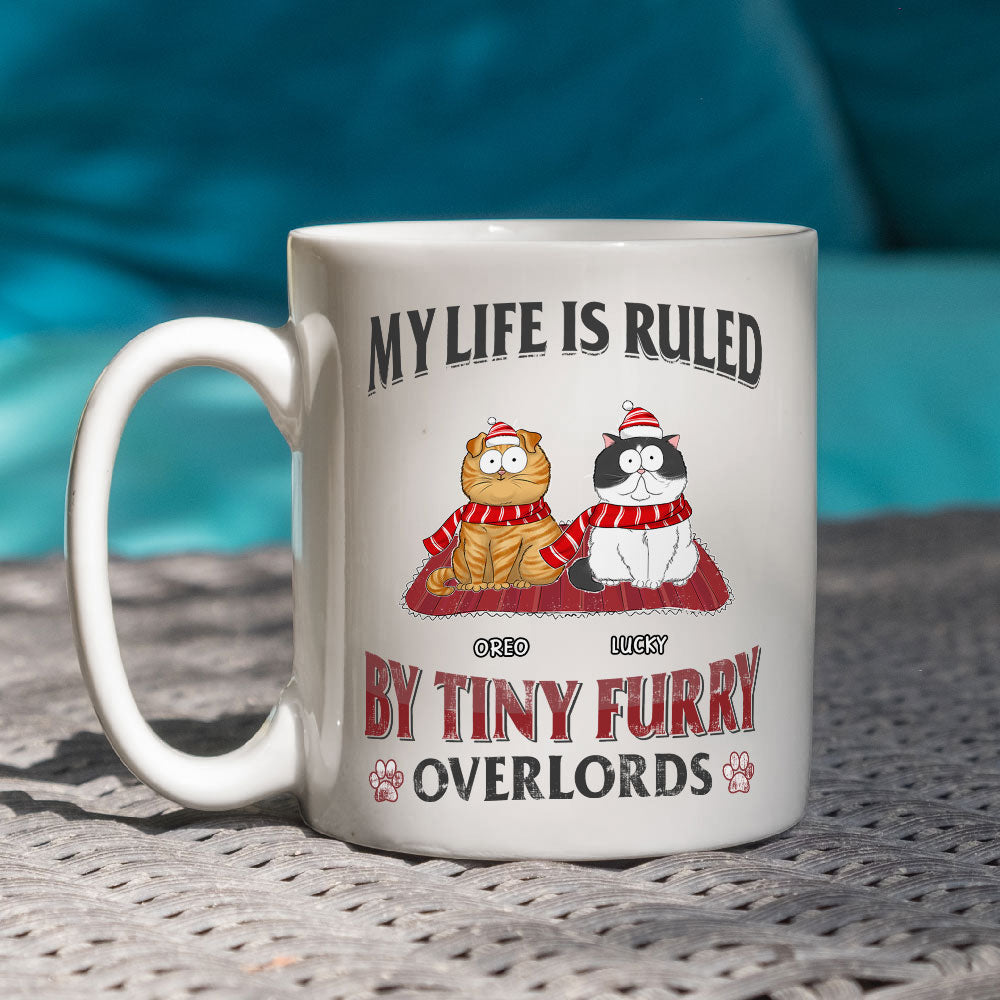 Custom Photo Mother's day Birthday Gifts For Cat Mom, Cat Lovers • Tiny Furry Overlords - Personalized Coffee Mug