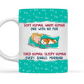 Custom Mother's day Birthday Gifts For Cat Mom, Cat Lovers • Soft Human Warm Human - Personalized Coffee Mug
