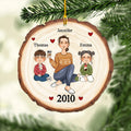 Cute Grandma Grandkids - Personalized 1-layered Wood Ornament