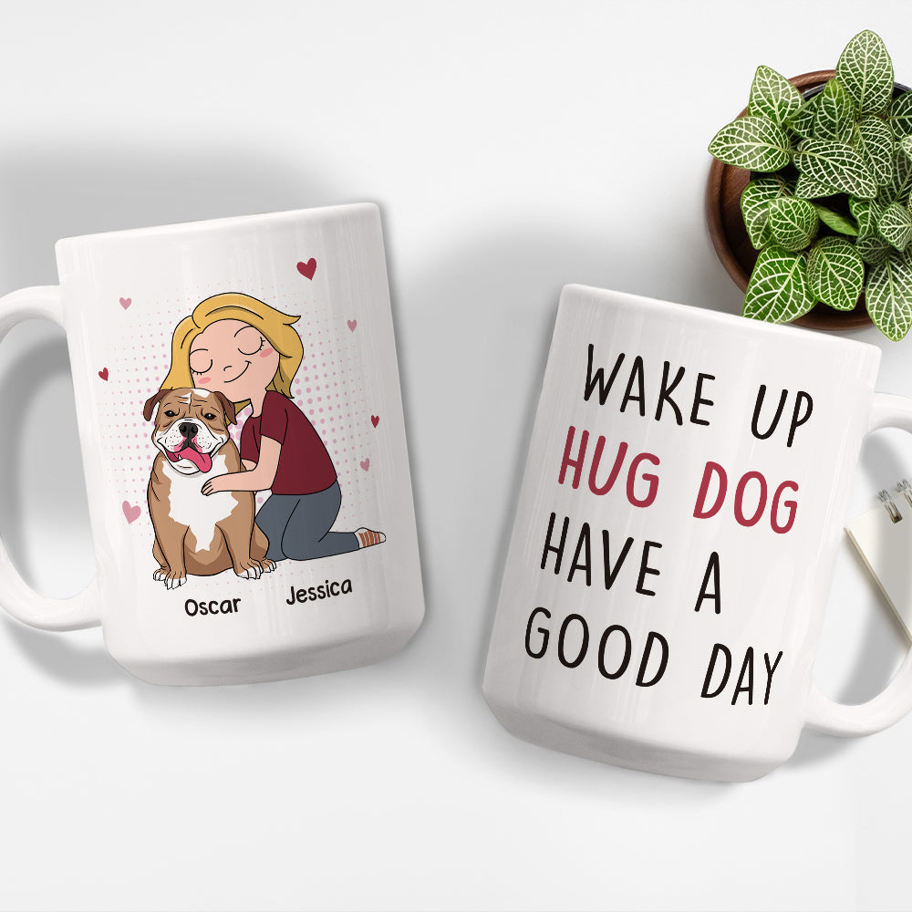 Custom Mother's day Birthday Gifts For Dog Mom, Dog Lovers • Hug Dog - Personalized Coffee Mug