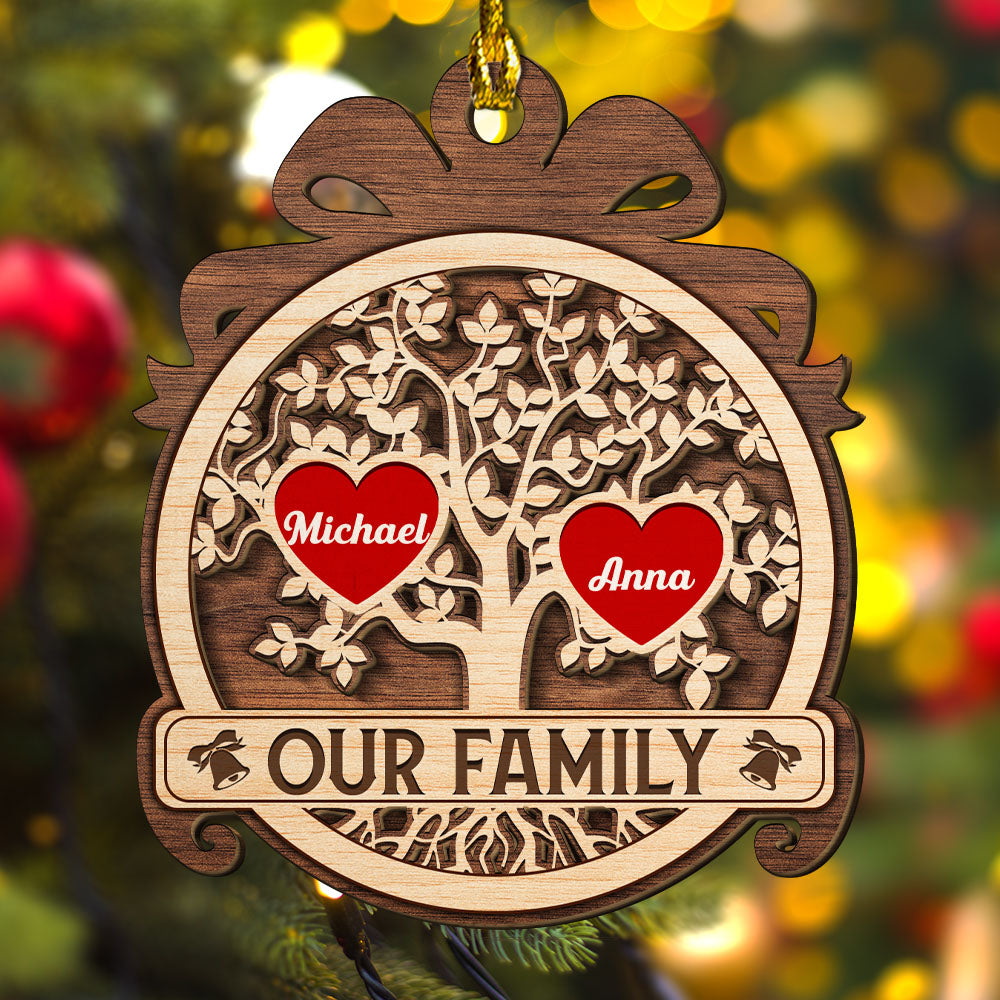 Family Tree - Personalized 2-layered Wood Ornament
