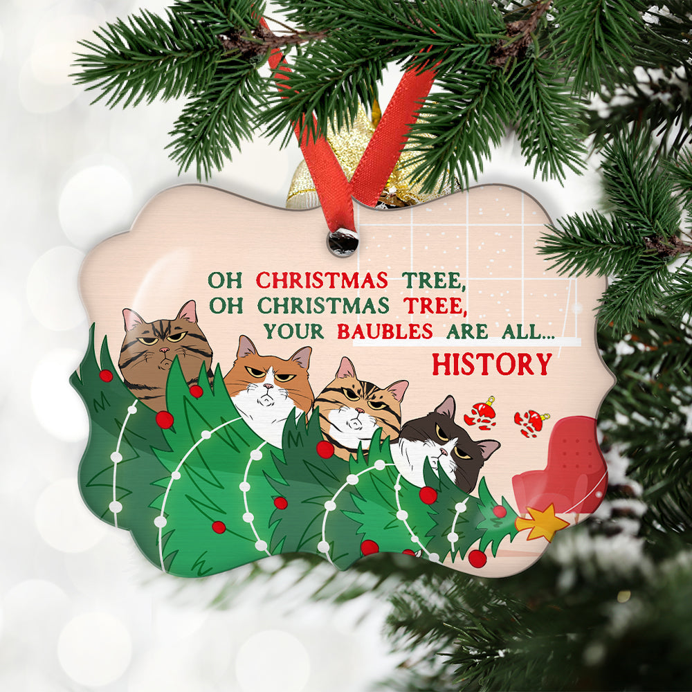 Custom Christmas Decor Home Birthday Gifts For Cat Lovers • Oh Christmas Tree - Personalized Aluminum Ornament