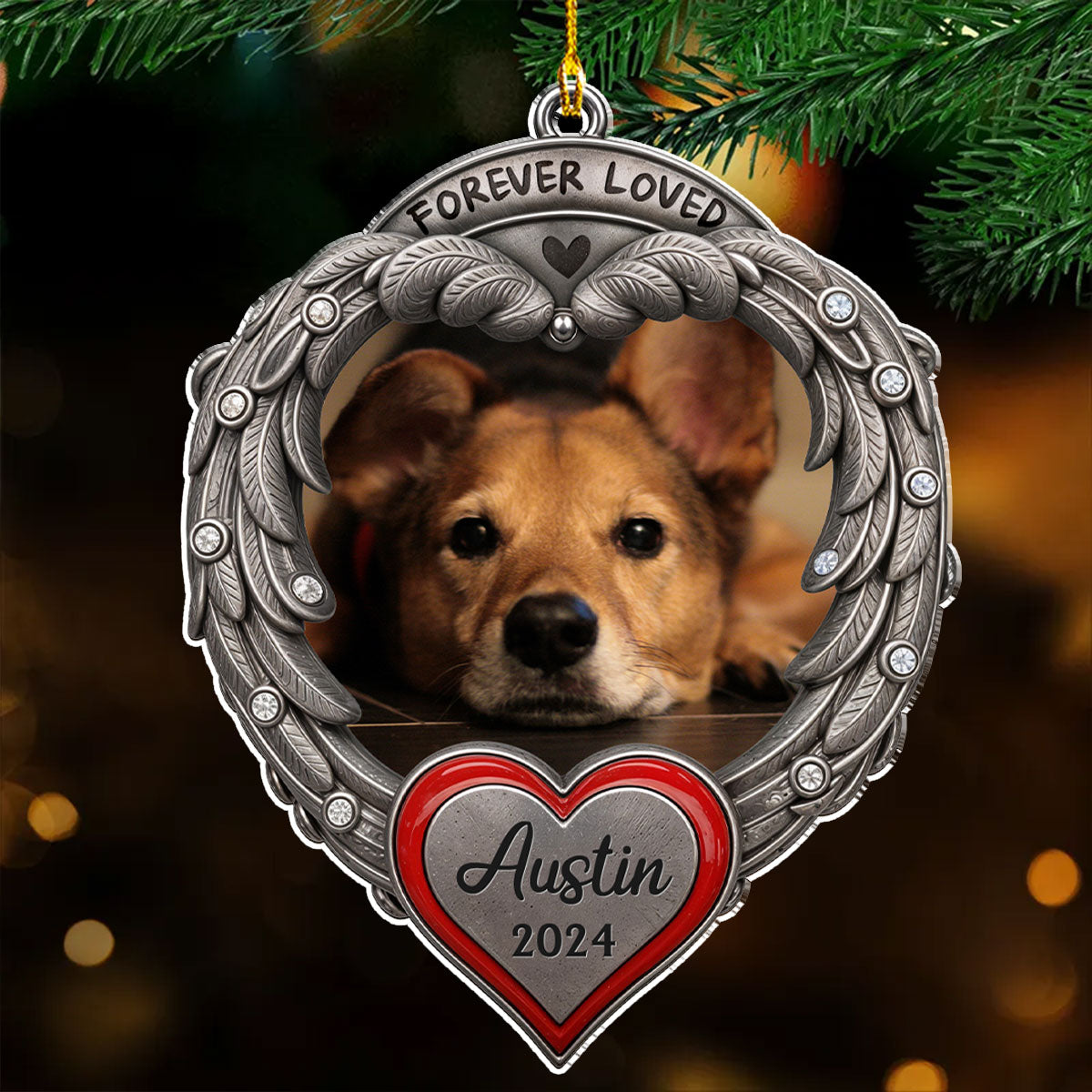 Custom Christmas Memorial Sympathy Gifts For Dogs, Cats • Always Loved - Personalized Acrylic Ornament