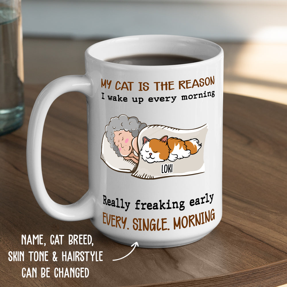 Custom Mother's day Birthday Gifts For Cat Mom, Cat Lovers • My Cat Is The Reason - Personalized White Coffee Mug