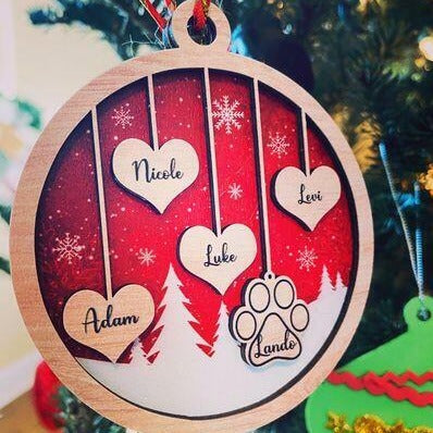 Family Ornament - Personalized 2-layered Wood Ornament