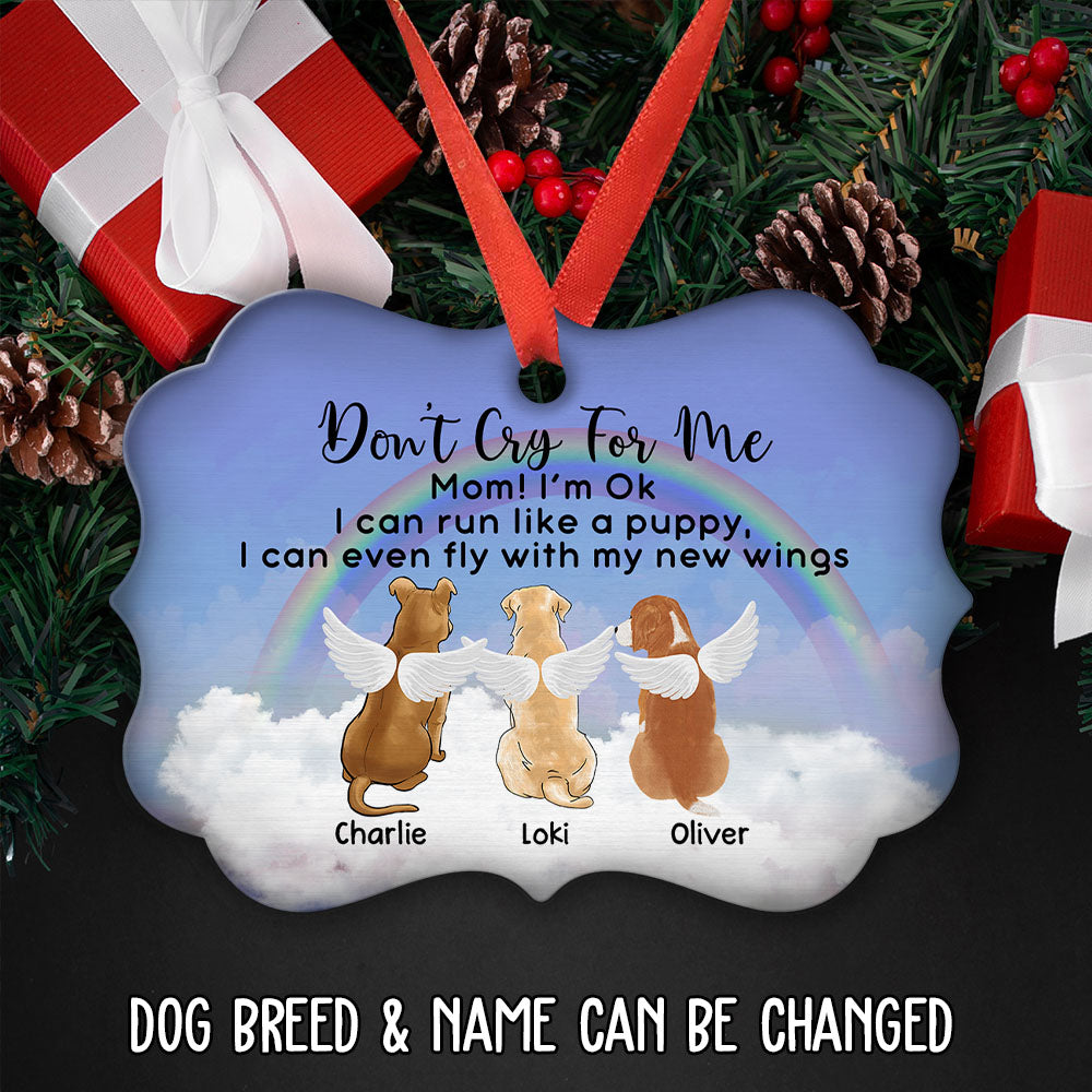 Custom Christmas Memorial Sympathy Gifts For Dogs, Cats • Don't Cry For Me - Personalized Aluminum Ornament