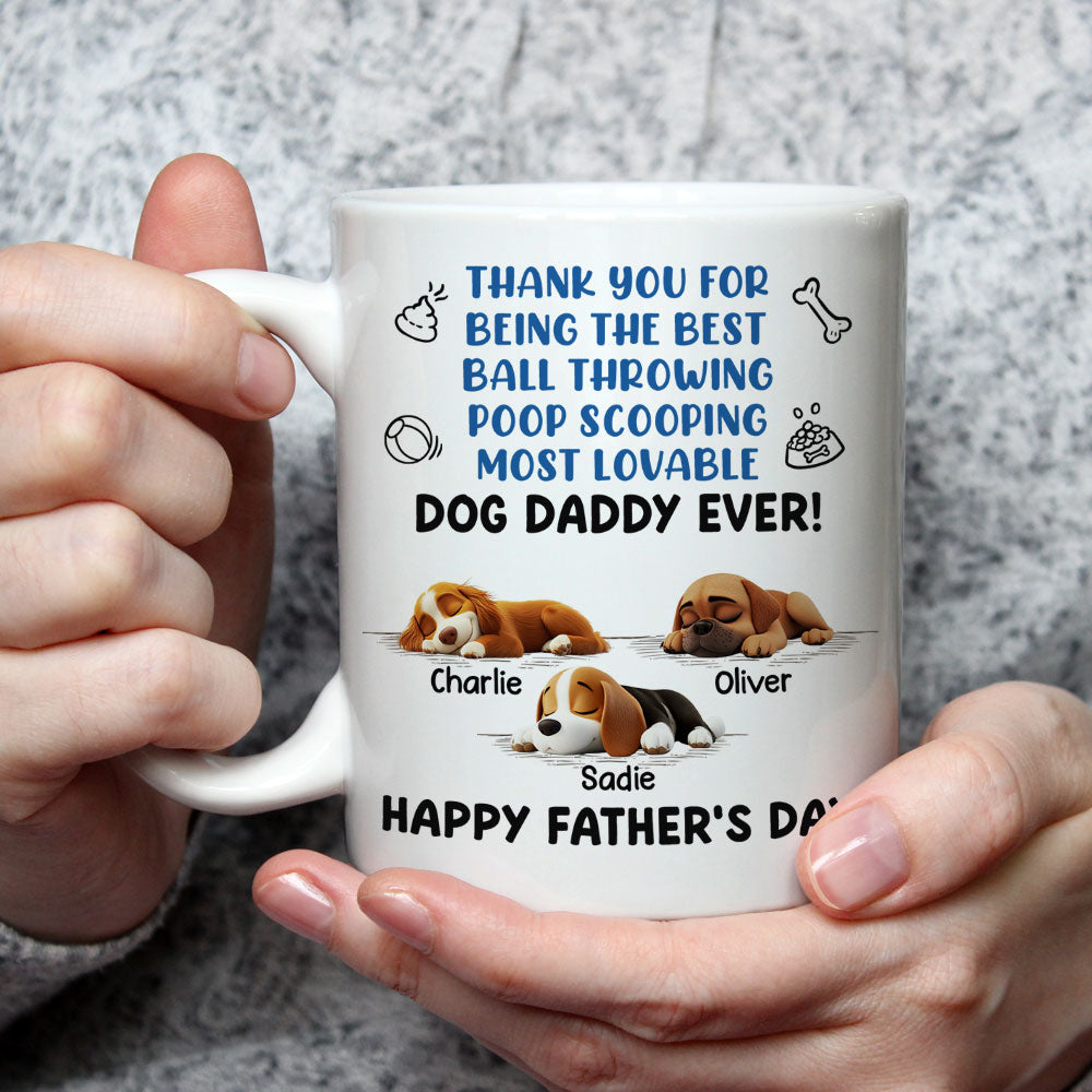 Custom Father's day Birthday Gifts For Dog Dad, Dog Lovers • Most Lovable Daddy Ever - Personalized Coffee Mug