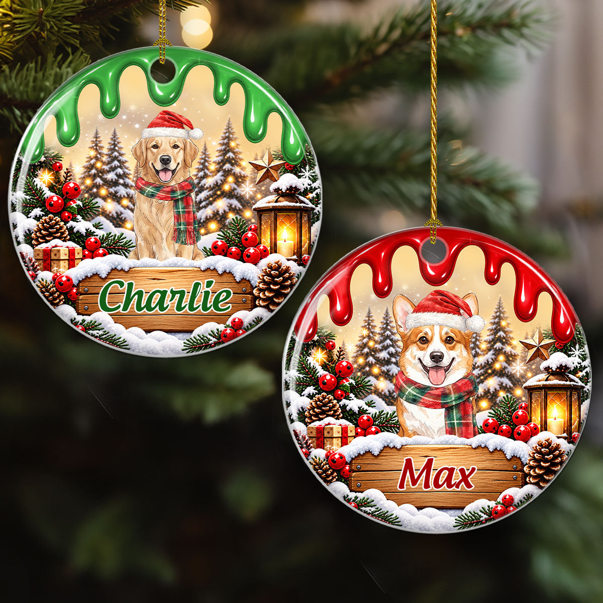 Custom Christmas Decor Home Birthday Gifts For Dog Lovers • My Merry Paws - Personalized Ceramic Ornament