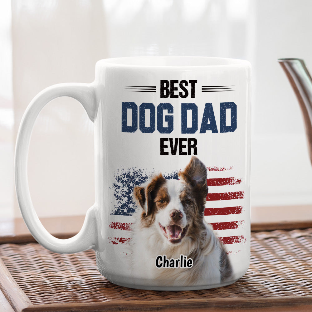 Custom Photo Father's day Birthday Gifts For Dog Dad, Dog Lovers • American Dog Dad Photo - Personalized Coffee Mug