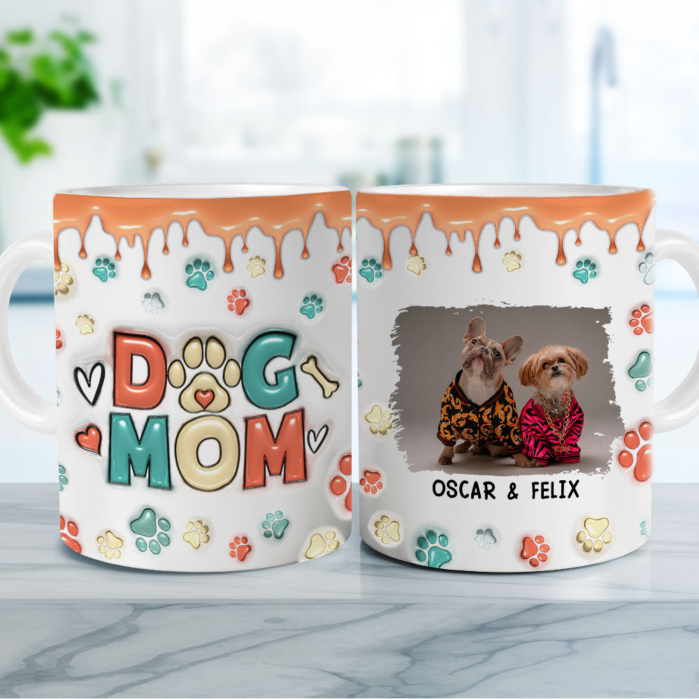 Custom Photo Mother's day Birthday Gifts For Dog Mom, Dog Lovers • Mom Of Dogs Version 2 Photo - Personalized 3D Inflated Effect Mug