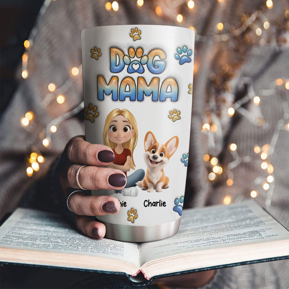 Custom Christmas Birthday Gifts For Dog Mom, Dog Lovers • I Am Dog Mom - Personalized 3D Inflated Effect Tumbler