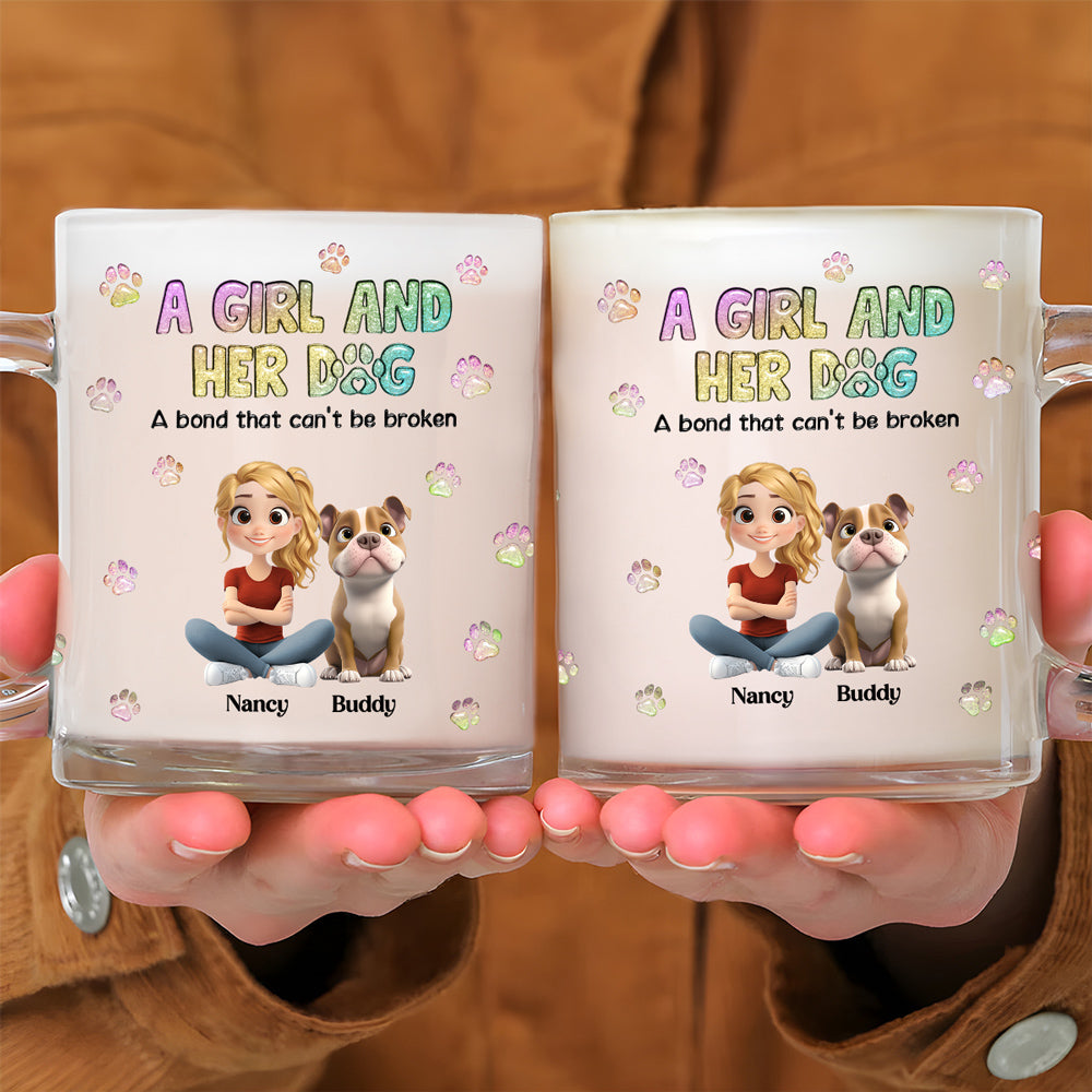 Custom Christmas Birthday Gifts For Dog Mom, Dog Lovers • A Girl And Her Dog - Personalized 3D Inflated Effect Glass Mug