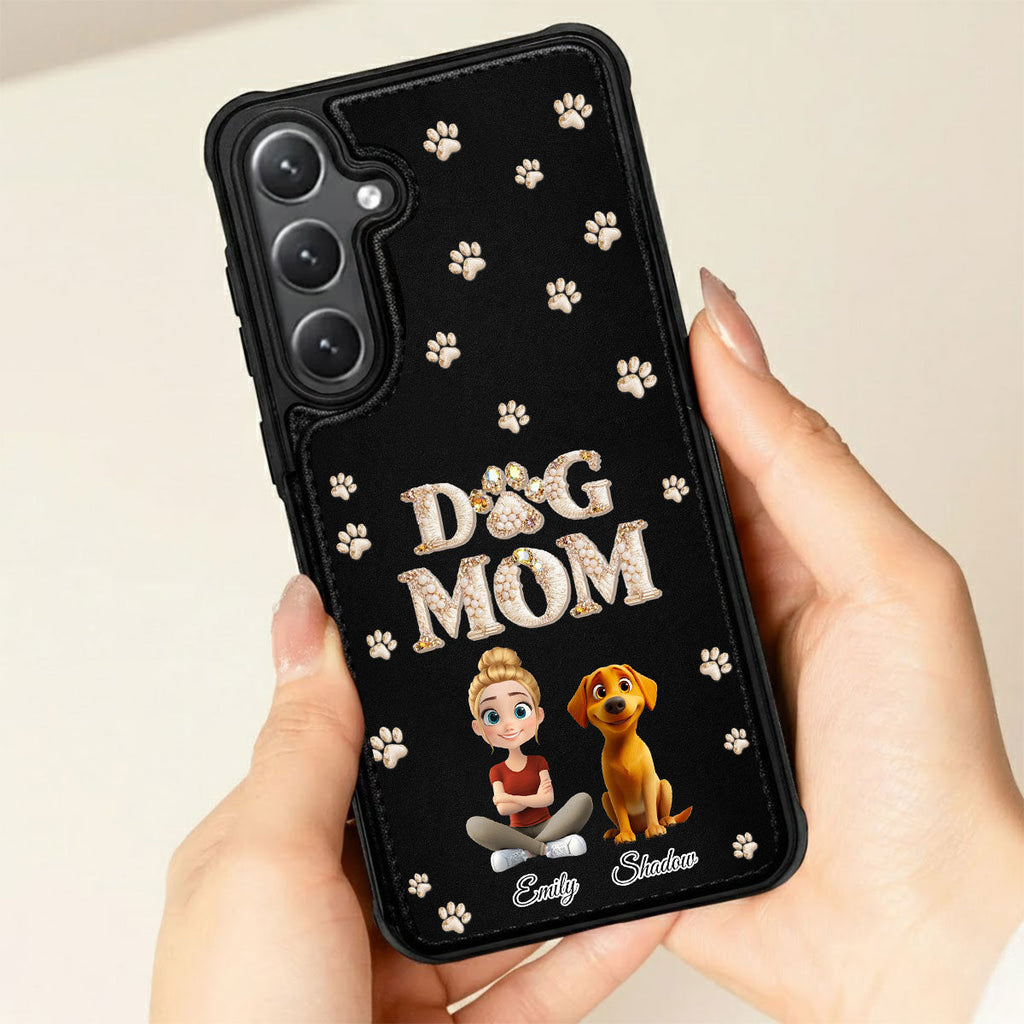 Fancy Dog Mom - Personalized Leather Phone Case