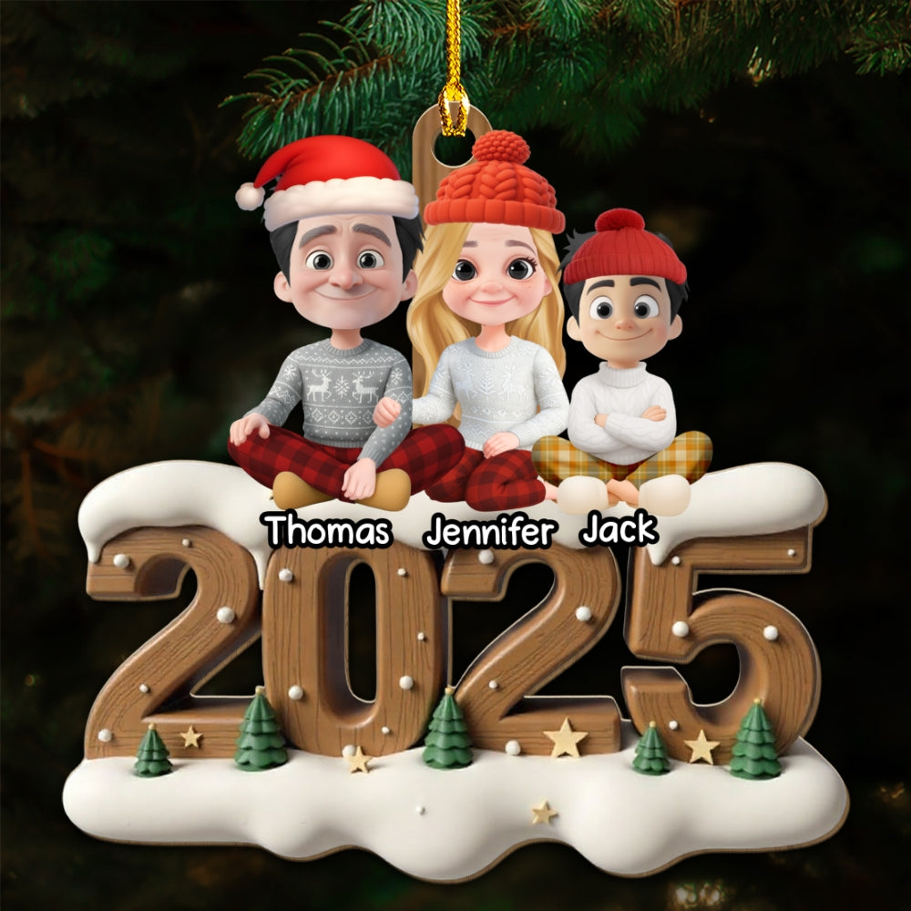 Custom Christmas Family Dog Dad and Mom • As A Family Onwards Extended Ver - Personalized 3D Effect Wood Ornament