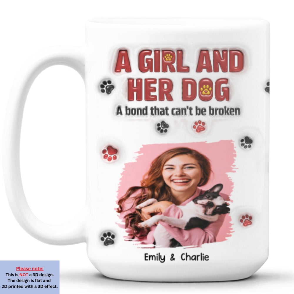 Custom Photo Christmas Birthday Gifts For Dog Mom, Dog Lovers • A Girl And Her Dog Version 2 Photo - Personalized 3D Inflated Effect Mug