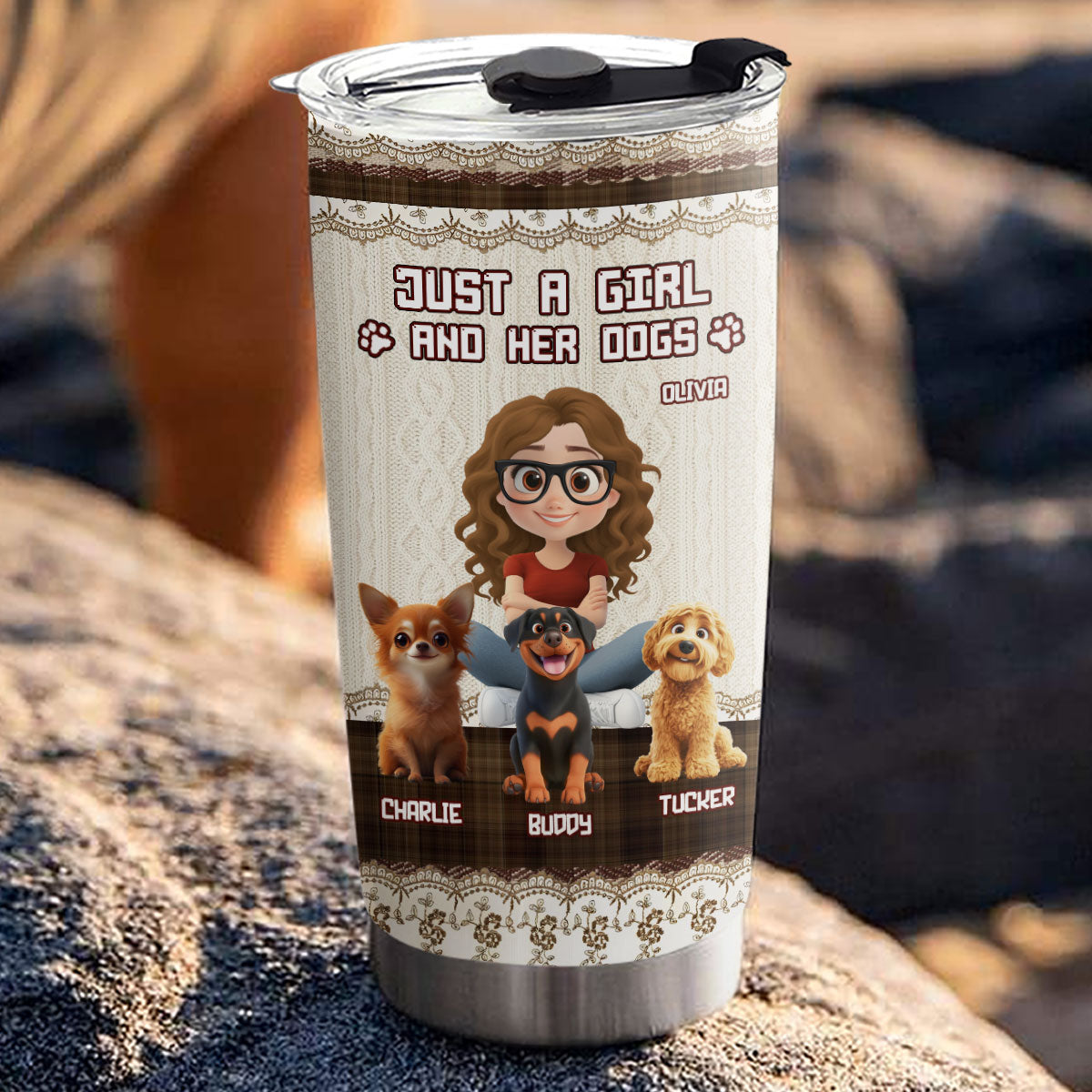 Custom Christmas Birthday Gifts For Dog Mom, Dog Lovers • Just A Girl - Personalized Tumbler