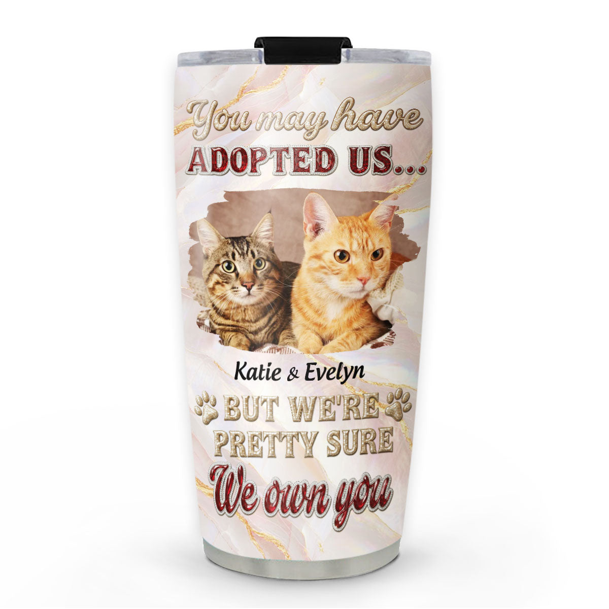 Custom Photo Christmas Birthday Gifts For Cat Lovers • Adopted Cat Photo - Personalized 3D Effect Tumbler