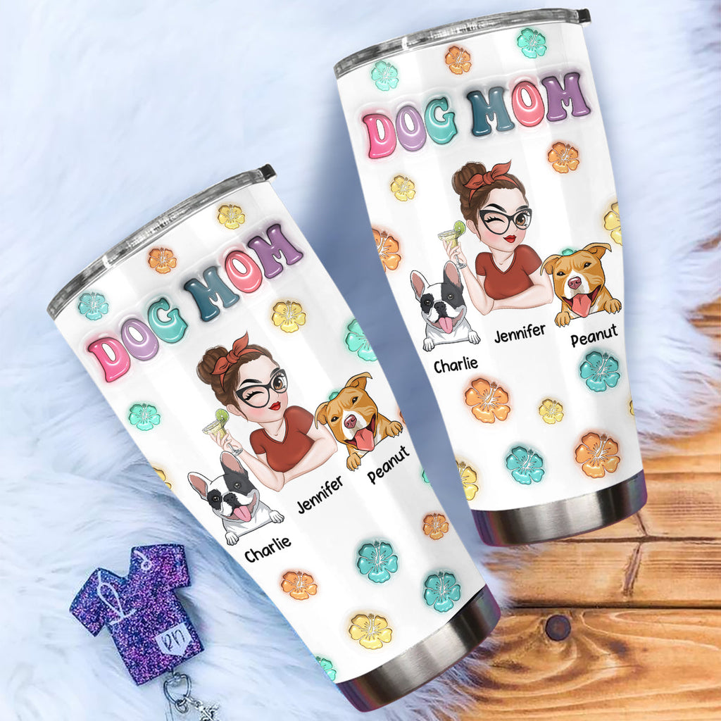 Custom Mother's day Birthday Gifts For Dog Mom, Dog Lovers • Dog Mom Summer - Personalized 3D Inflated Effect Tumbler