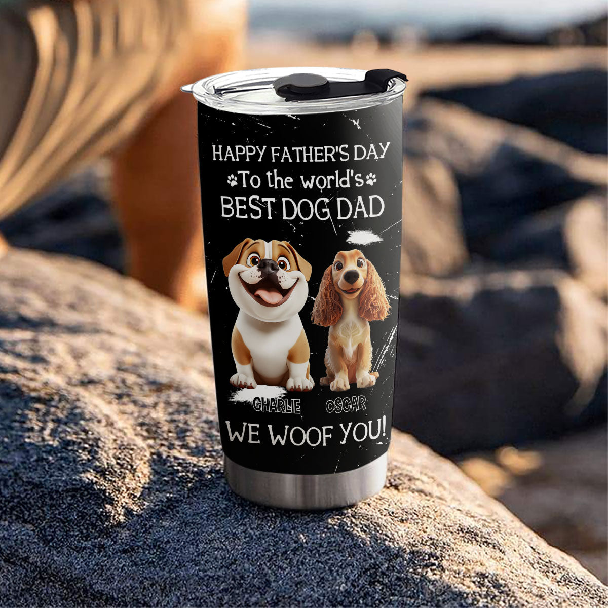 Custom Father's day Birthday Gifts For Dog Dad, Dog Lovers • I Woof You The Best Dog Dad - Personalized Tumbler
