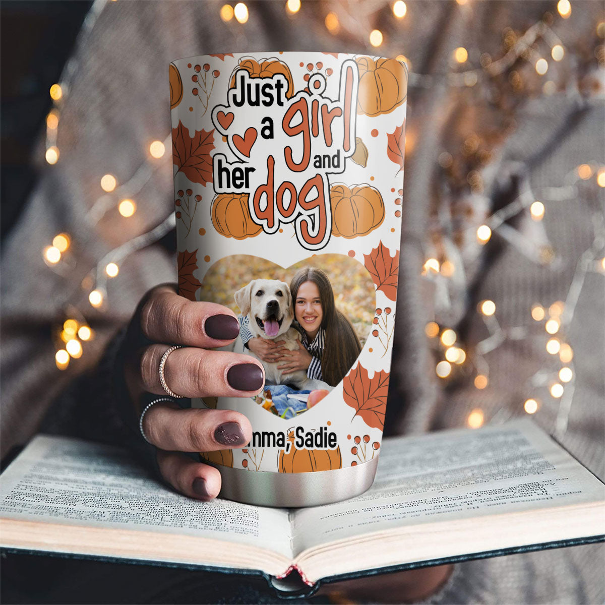 Custom Photo Christmas Birthday Gifts For Dog Mom, Dog Lovers • Falling For You Photo - Personalized Tumbler