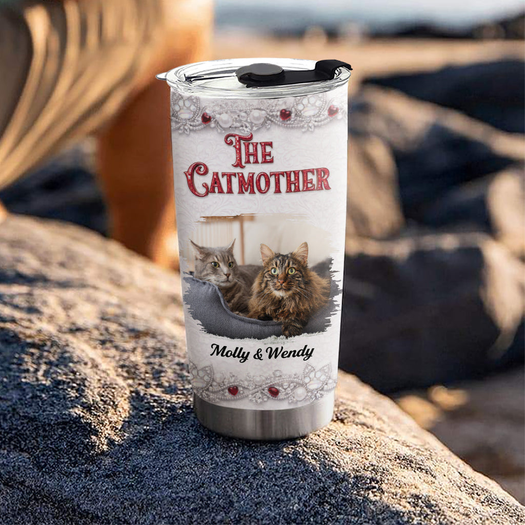 Custom Photo Christmas Birthday Gifts For Cat Mom, Cat Lovers • Cat Sparkling Gems Photo - Personalized 3D Effect Tumbler
