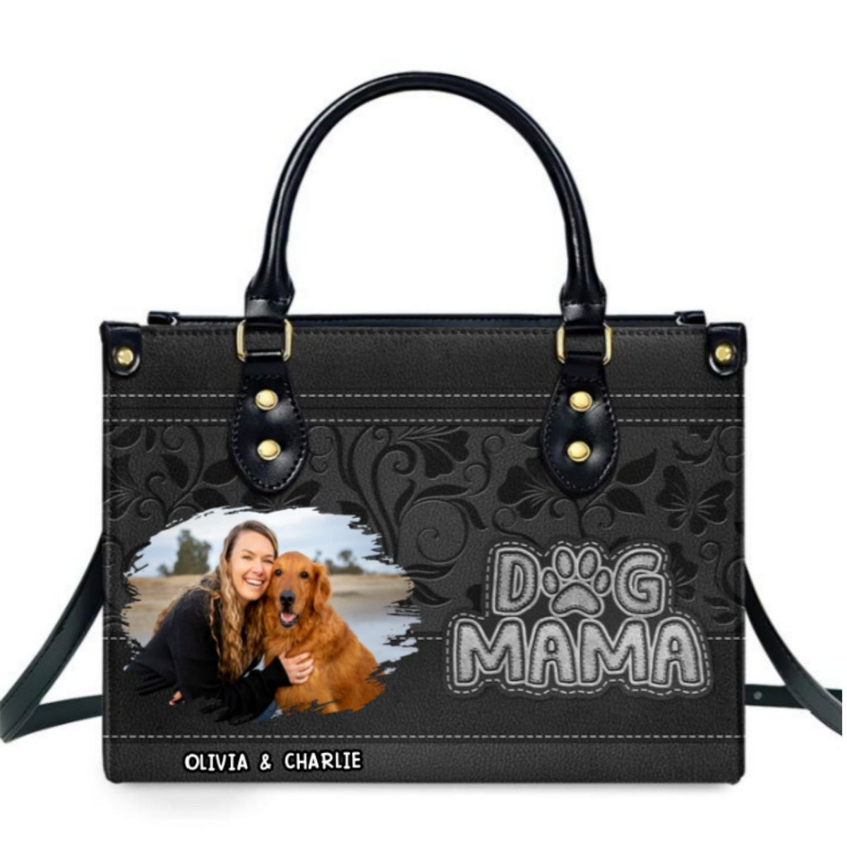 The Dog Mom Photo - Personalized Leather Bag