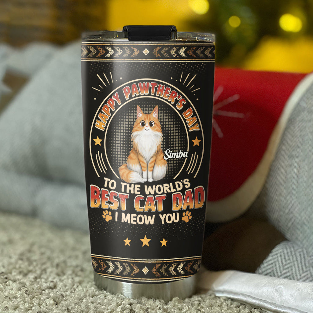 Custom Christmas Birthday Gifts For Cat Lovers • Pawther Day With Cat Dad - Personalized Tumbler