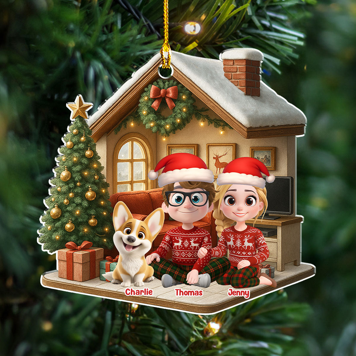 Custom Christmas Decor Home Birthday Gifts For Dog Lovers • Under One Roof - Personalized 3D Effect Acrylic Ornament