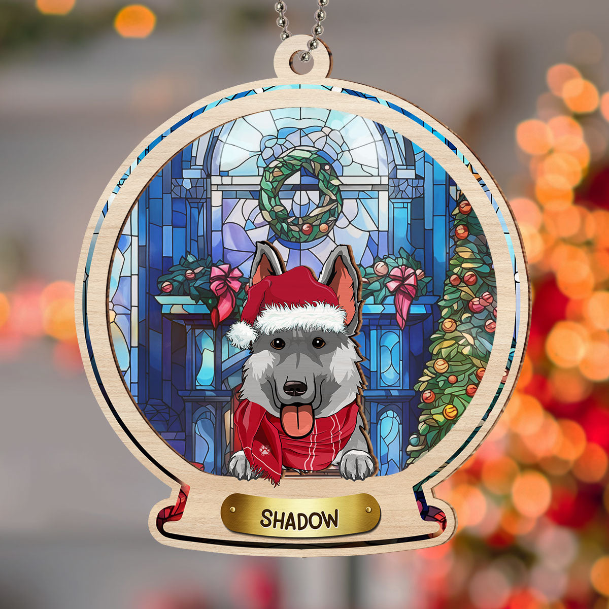 Snow Globe Dog - Personalized Suncatcher Ornament