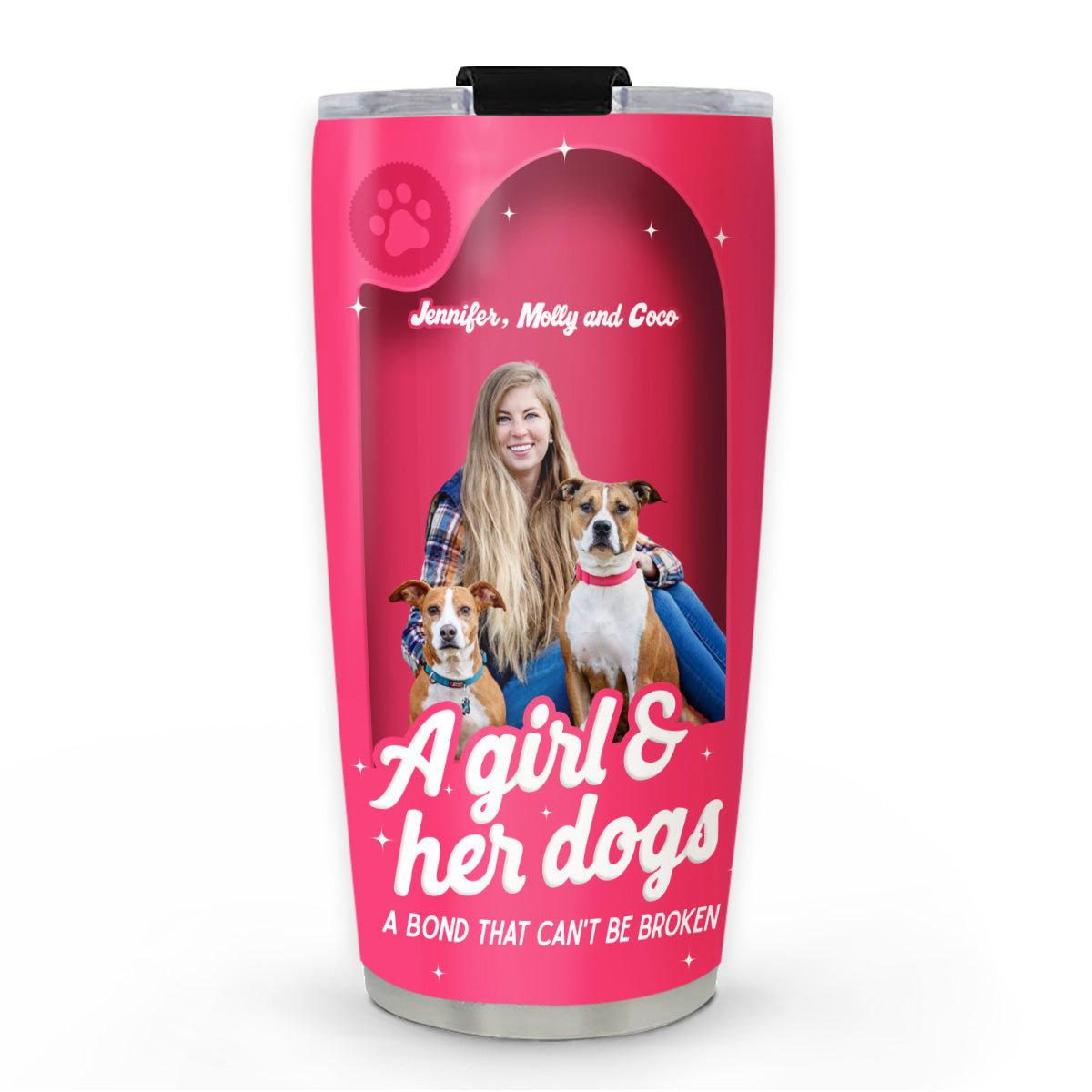Custom Photo Christmas Birthday Gifts For Dog Mom, Dog Lovers • Us In The Box Photo Version 2 - Personalized 3D Effect Tumbler