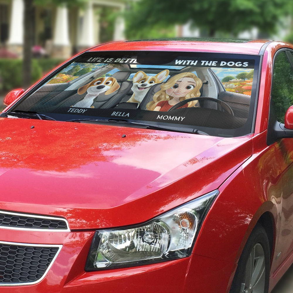 Custom Christmas Birthday Gifts Car Accessories for Dog Parents • Life Is Better - Personalized Car Sunshade