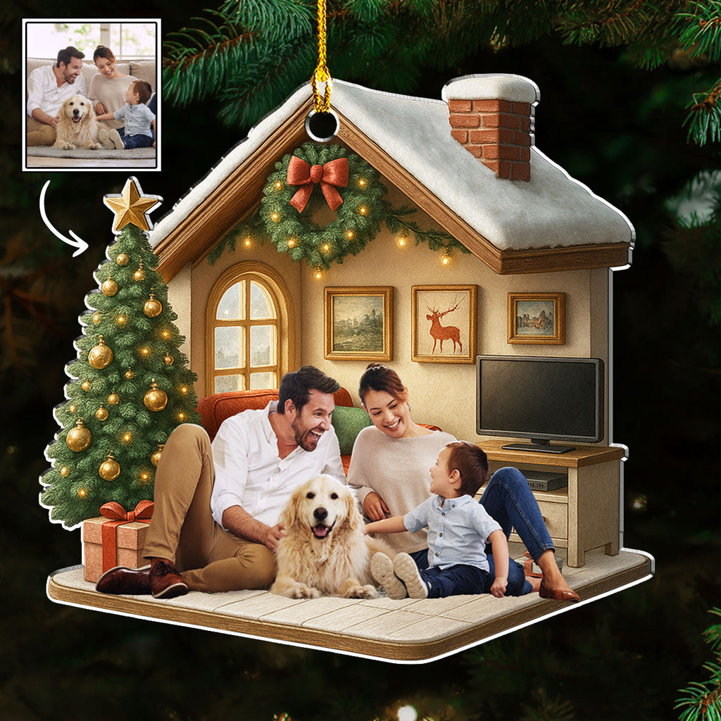 Under A Happy Roof Photo - Personalized 3D Effect Acrylic Ornament
