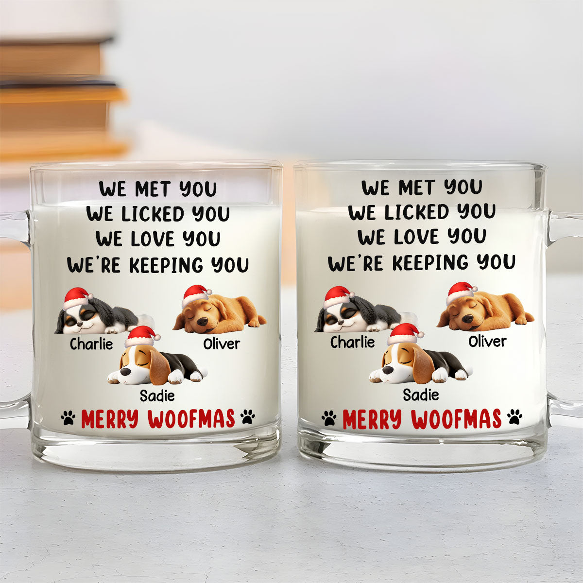 Custom Christmas Birthday Gifts For Dog Lovers • We Licked And Love You Ver Christmas - Personalized Glass Mug