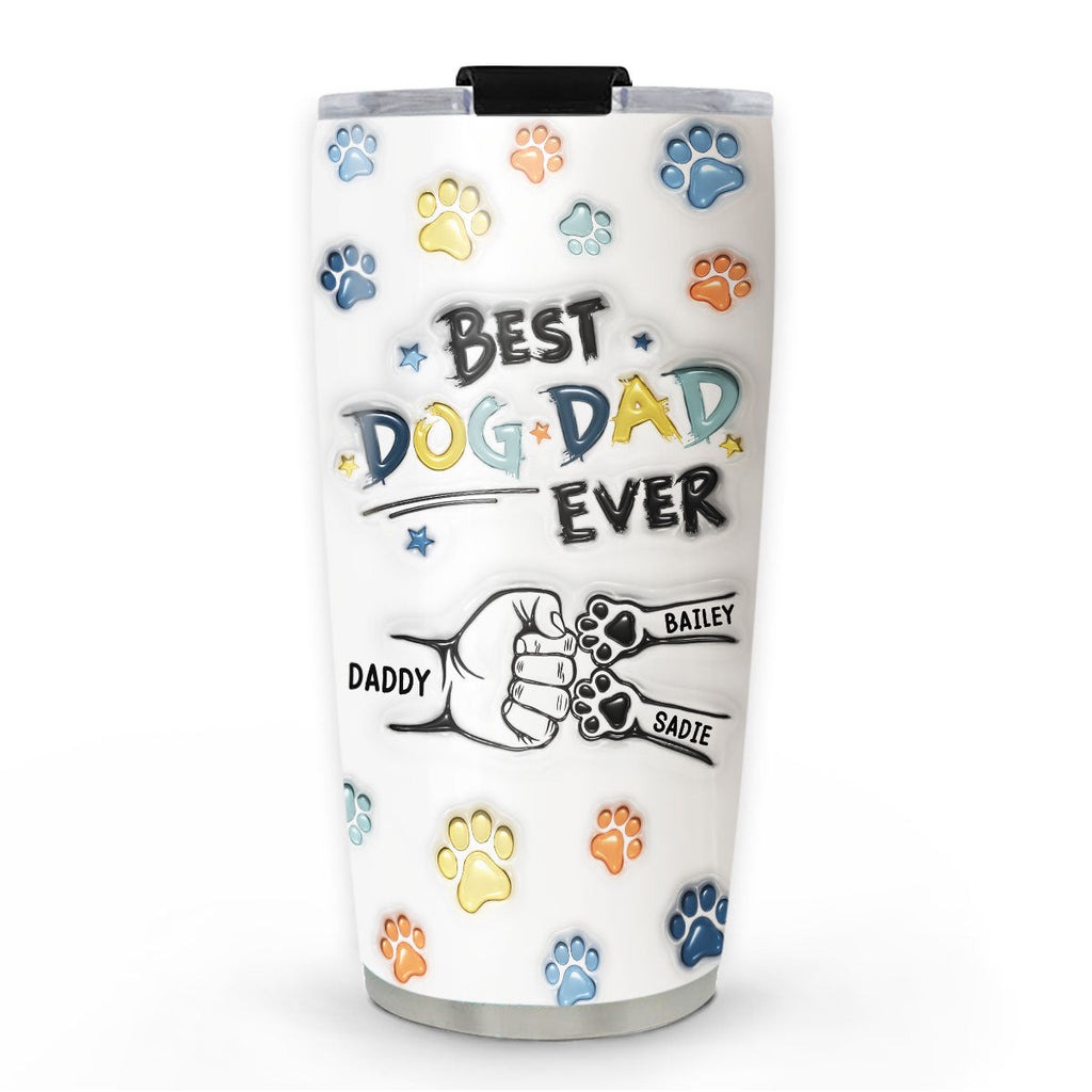 Best Dog Dad Hand Line - Personalized 3D Inflated Effect Tumbler