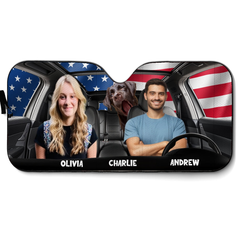 American You Me And Dogs Photo - Personalized Car Sunshade