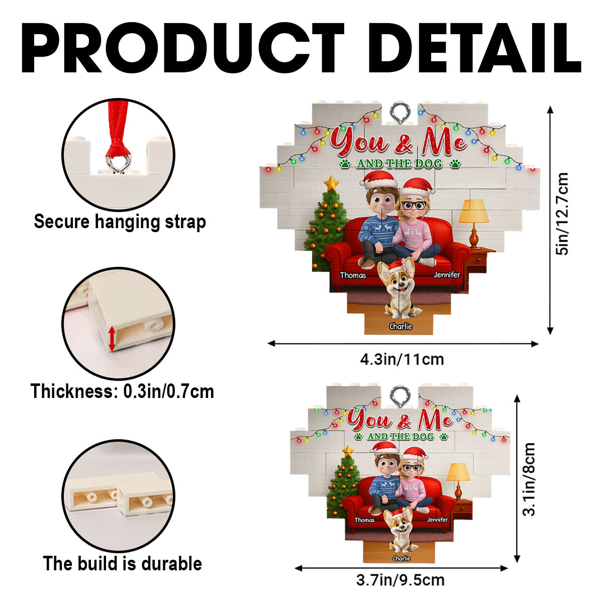 Custom Christmas Decor Home Birthday Gifts For Dog Lovers • In The Same Home - Personalized 3D Effect Heart Puzzle Ornament