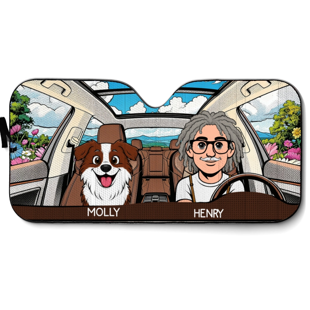 Custom Christmas Birthday Gifts Car Accessories for Dog Parents • Life Is Better With My Dog Retro - Personalized Car Sunshade