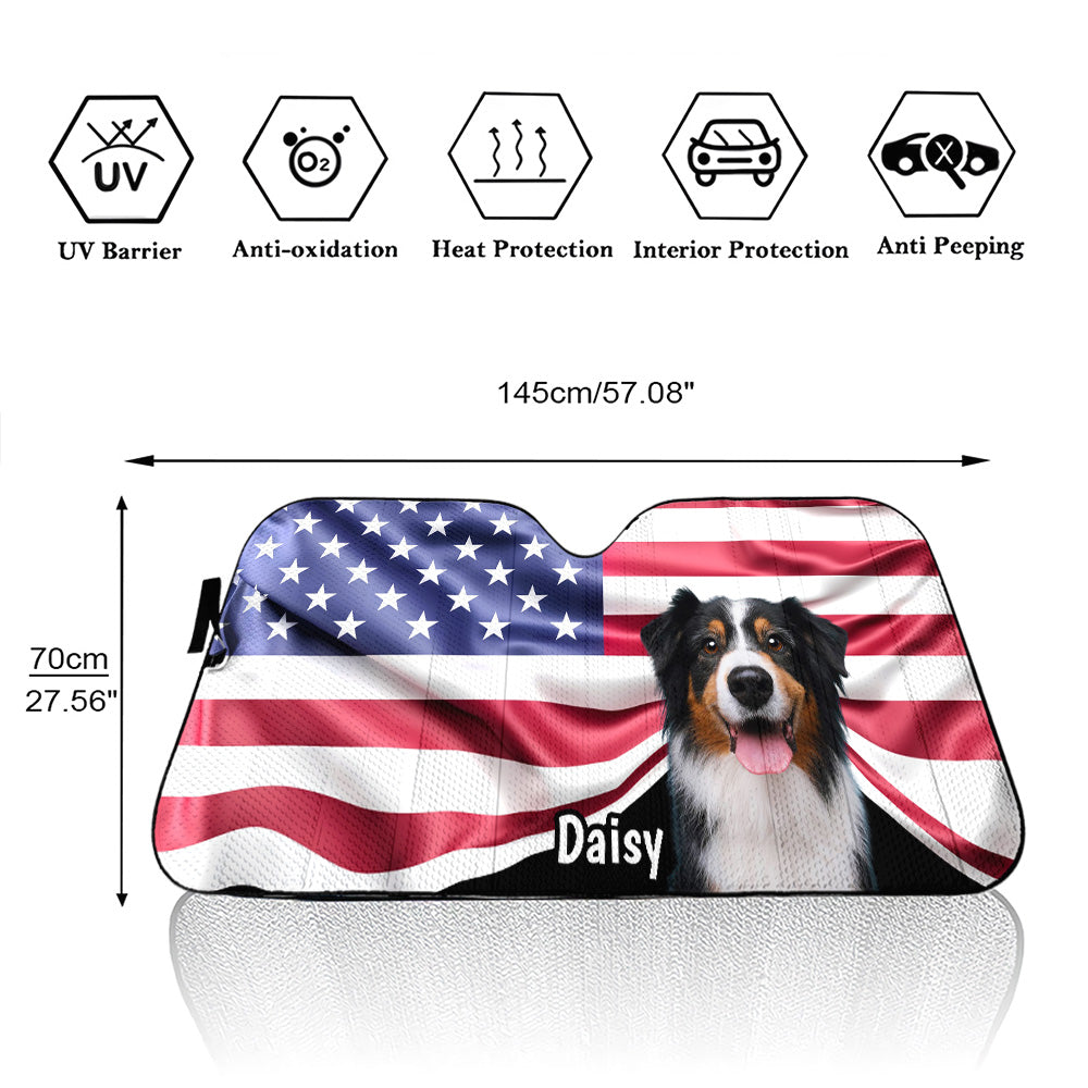 Custom Christmas Birthday Gifts Car Accessories for Dog Parents • Proud American Dogs Photo - Personalized Car Sunshade