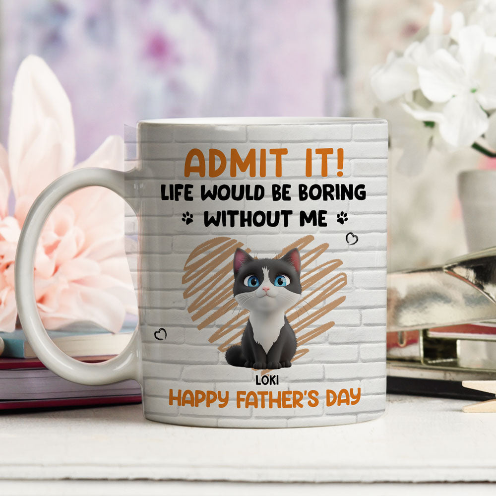 Custom Father's day Birthday Gifts For Cat Dad, Cat Lovers • Admit It Cat Dad Orange - Personalized Coffee Mug