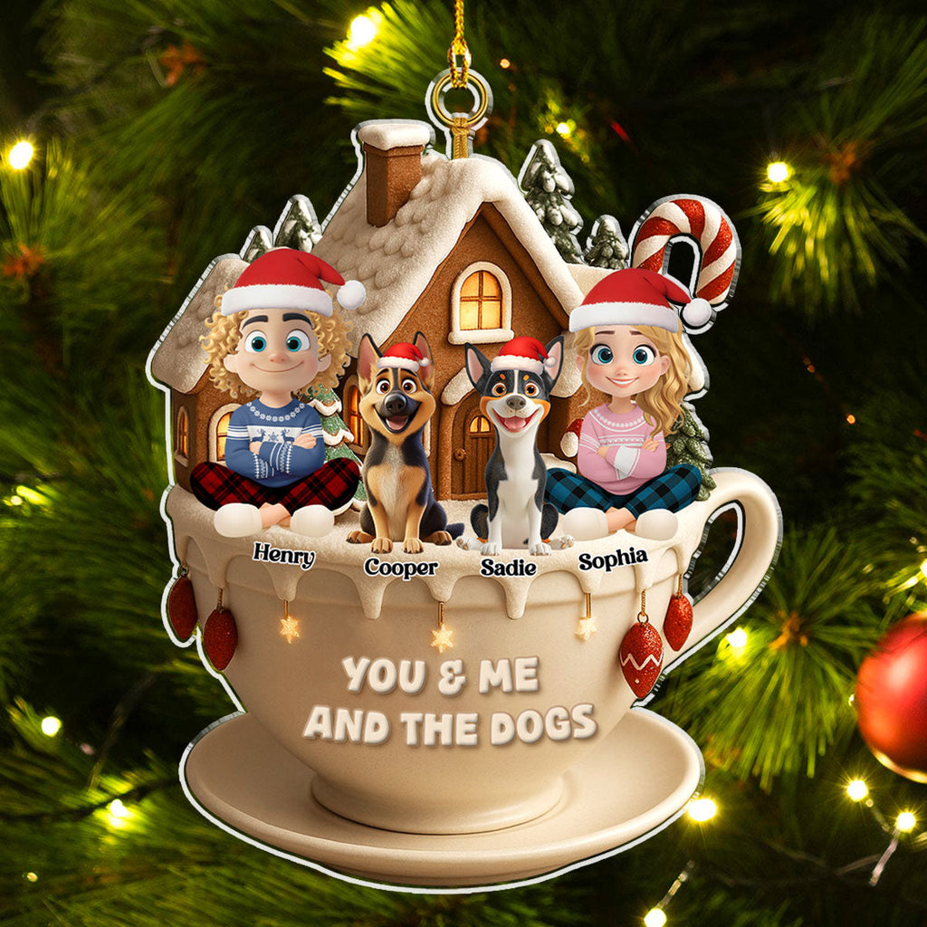 Custom Christmas Decor Home Birthday Gifts For Dog Lovers • Christmas Tea Cup House - Personalized Acrylic Ornament