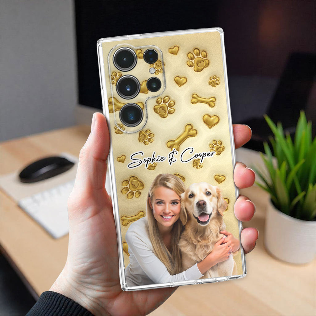 Gold Glitter Dog Mom Photo - Personalized 3D Effect Phone Case