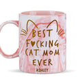 Custom Christmas Birthday Gifts For Pet Lovers • Best Cat Mom - Personalized Pink Marble Mug