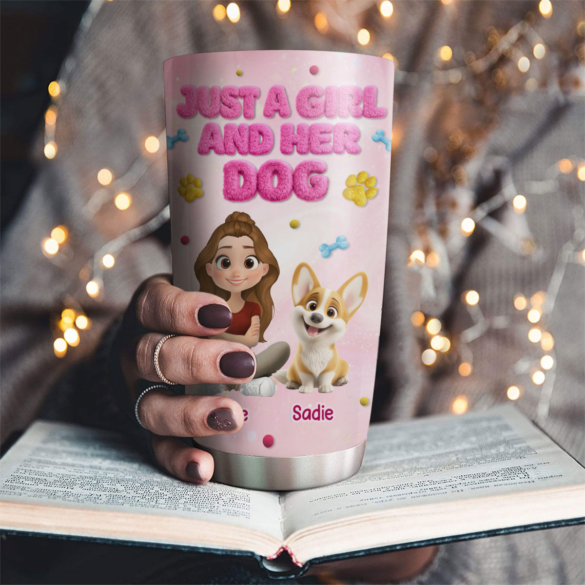Custom Christmas Birthday Gifts For Dog Mom, Dog Lovers • With My Baby - Personalized 3D Effect Tumbler