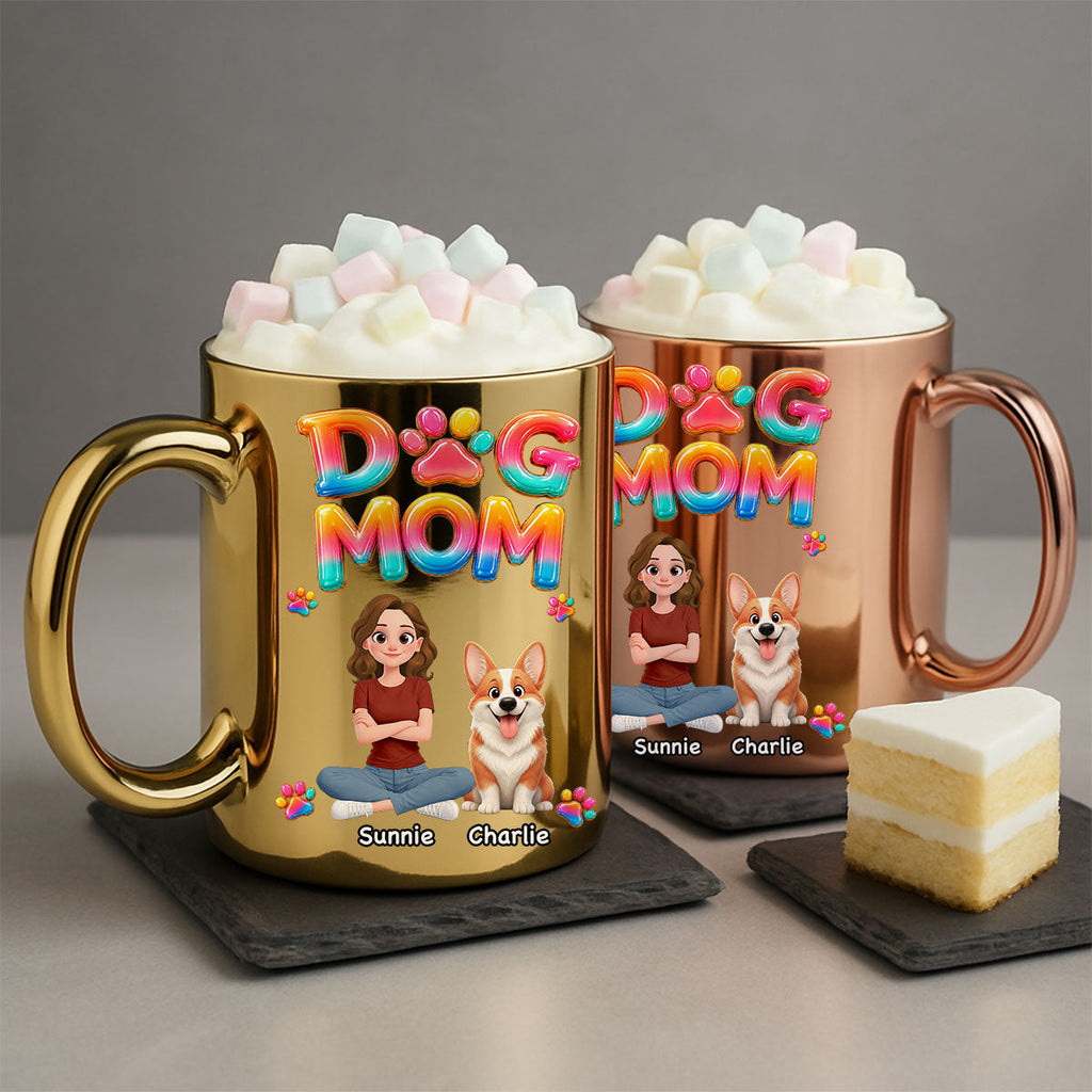Custom Christmas Birthday Gifts For Dog Mom, Dog Lovers • Golden Dog Mom Era - Personalized Metallic Mug